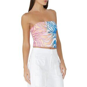 NWT AFRM Zebra Print Ruched Sides Strapless Top Size L